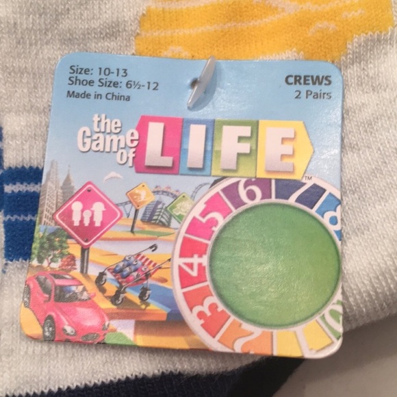 Hasbro The Game of Life Crew Socks 2 Pairs, Gray - Picture 4 of 5